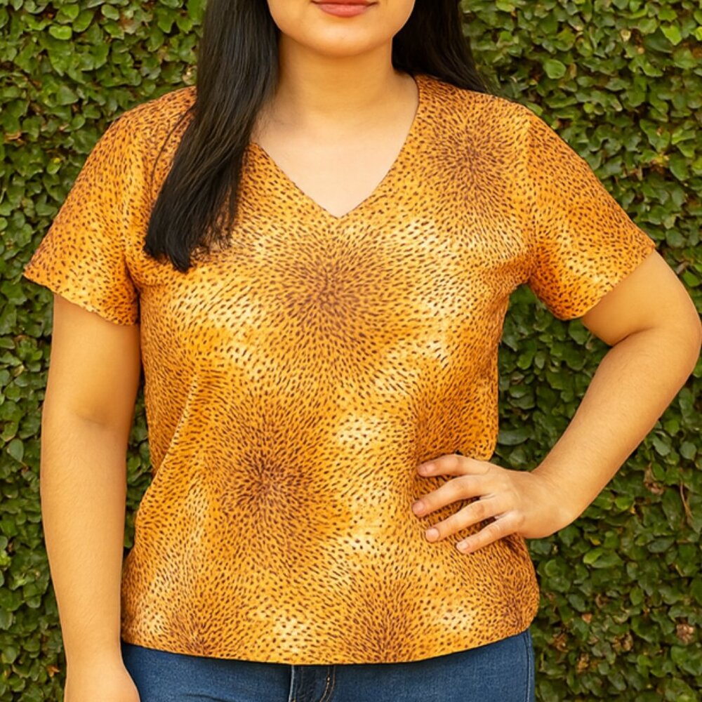 Susan Graver Brown sheeta  Patterned Blouse (pic similar style)